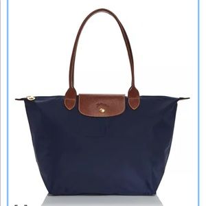 Longchamp Le Pilage Large Nylon Shoulder Tote in Navy